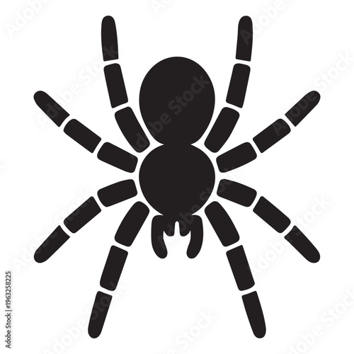 Stylized spider graphic element for Halloween design, black and white vector art