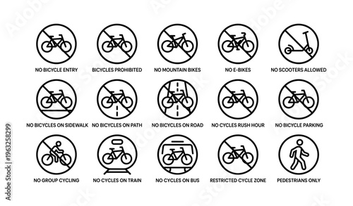 Bicycle and scooter prohibition signs for cycling areas