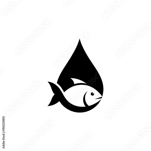 Fish Oil Drop Logo Icon - Healthy Omega 3 Fish Oil Symbol