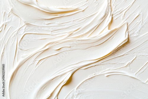 Cream texture pattern for skincare or cosmetic background, white moisturizer swirled closeup, smooth clean surface represents beauty and wellness trend