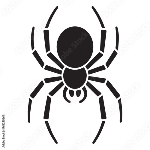 Minimalist spider silhouette vector illustration, isolated black arachnid.