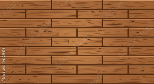 Dark brown wood planks texture background, horizontal wooden floor or wall pattern vector illustration.