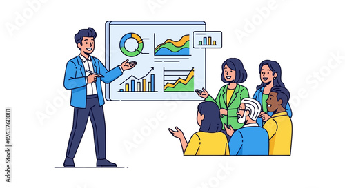 Happy Professional Presenting Results to Team