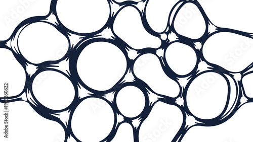 Abstract organic cell pattern vector, dark blue liquid bubble structure on white background, microscopic biological texture for scientific design