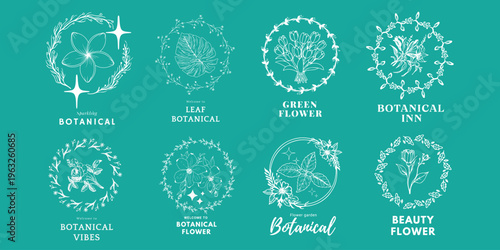 Botanical Logo Set with Floral Elements Minimalist Nature Branding Collection