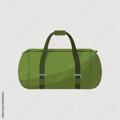 Green travel duffel bag illustration with dark straps