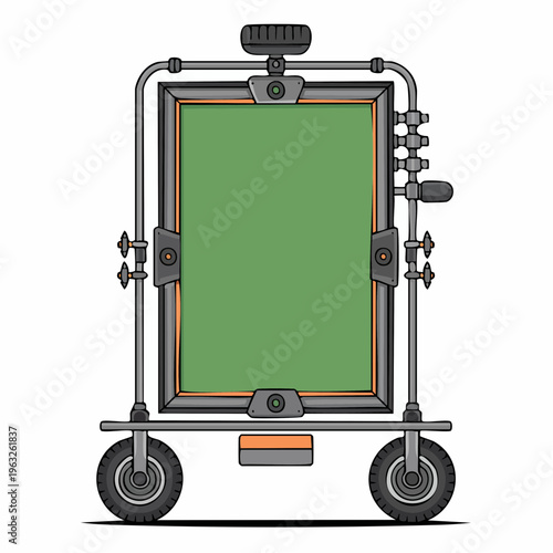 Green screen on a film production cart illustration