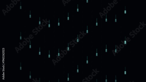 Glowing particles fall rapidly in a dark space with no visible objects or people around.