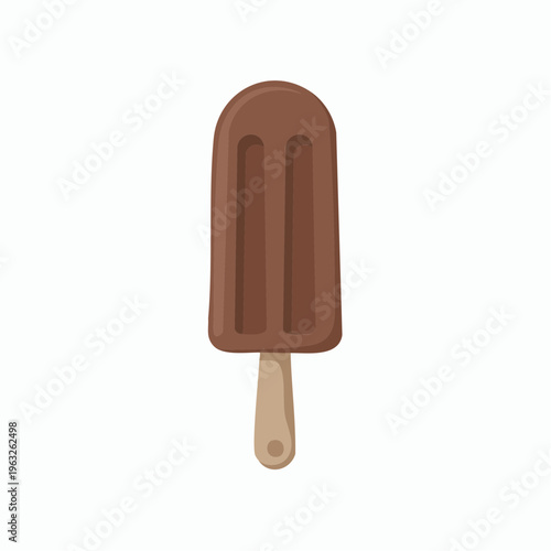 Brown chocolate ice cream bar on stick illustration