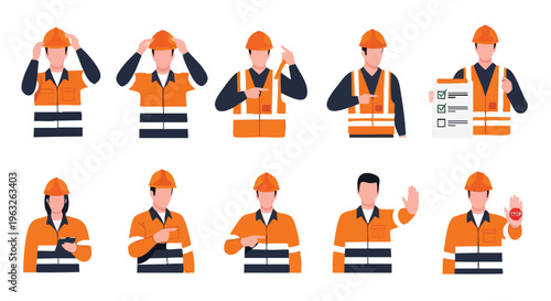 Construction Worker Safety Instructions. Safety Gear. Protective Clothing. Personal Protective Equipment. Instruction Set.