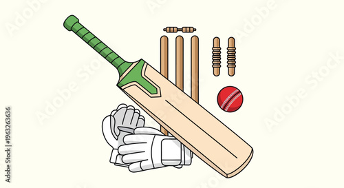 Cricket bat and ball equipment 1.