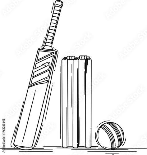 Cricket bat and ball equipment sports 1.