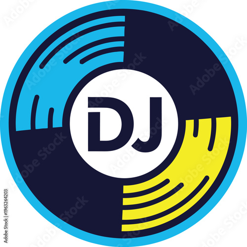 DJ logo on vinyl record design.