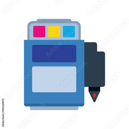 Inkjet printer cartridge vector illustration, flat design