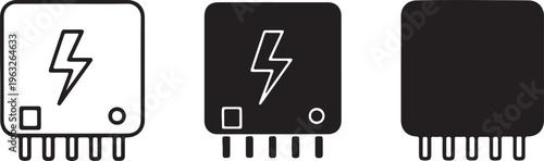 Foto Electronic component icon set, power symbol vector illustration