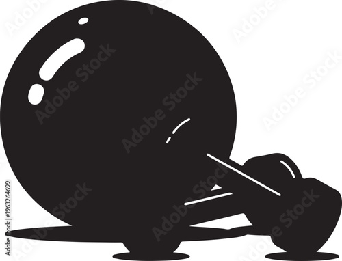 Heavy black iron ball and chain, a symbolic vector illustration of burden and restriction, perfect for concepts of imprisonment, debt, or limitation.