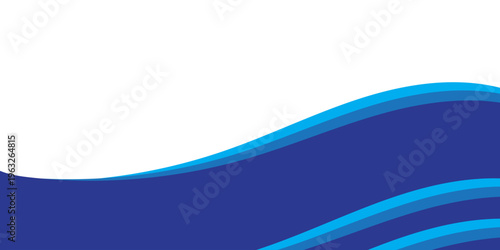 Abstract blue wavy background footer with layered curves on white space vector ilustartion eps10