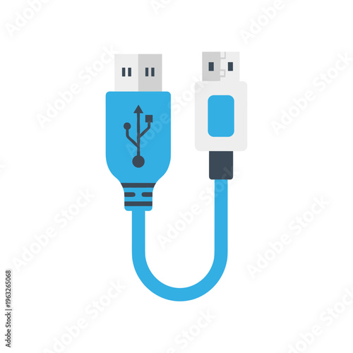 usb cable with dual connectors vector illustration