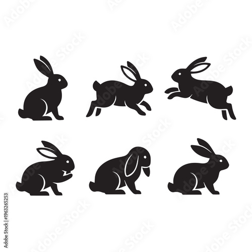 A silhouette of six different birds flying in a row against a white background Vector