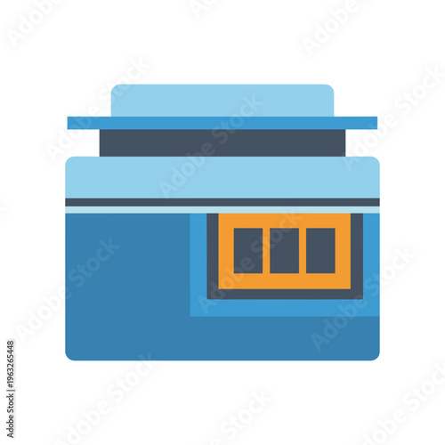 blue safe box with yellow window vector illustration