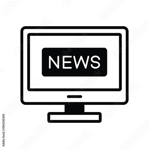 News Monitor Vector icon which can easily modify or edit