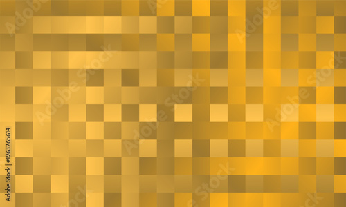 Abstract Golden Pixelated Mosaic Pattern Background with Metallic Gradient Squares
