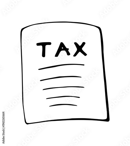 
Hand Drawn Tax Document Minimal Line Art Business Finance Illustration Isolated on White