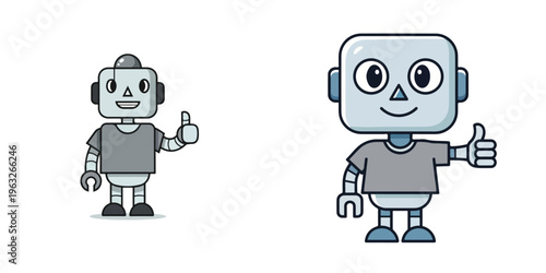 Friendly robot character giving a thumbs up, illustration representing technology and positivity