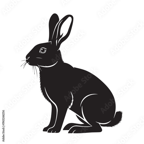 A black cat sitting on the ground with ears perked up Vector