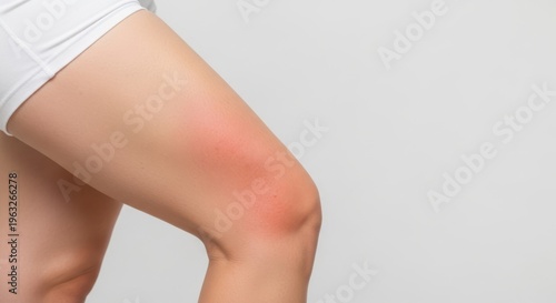 Close up of a person's leg with a red rash or skin irritation