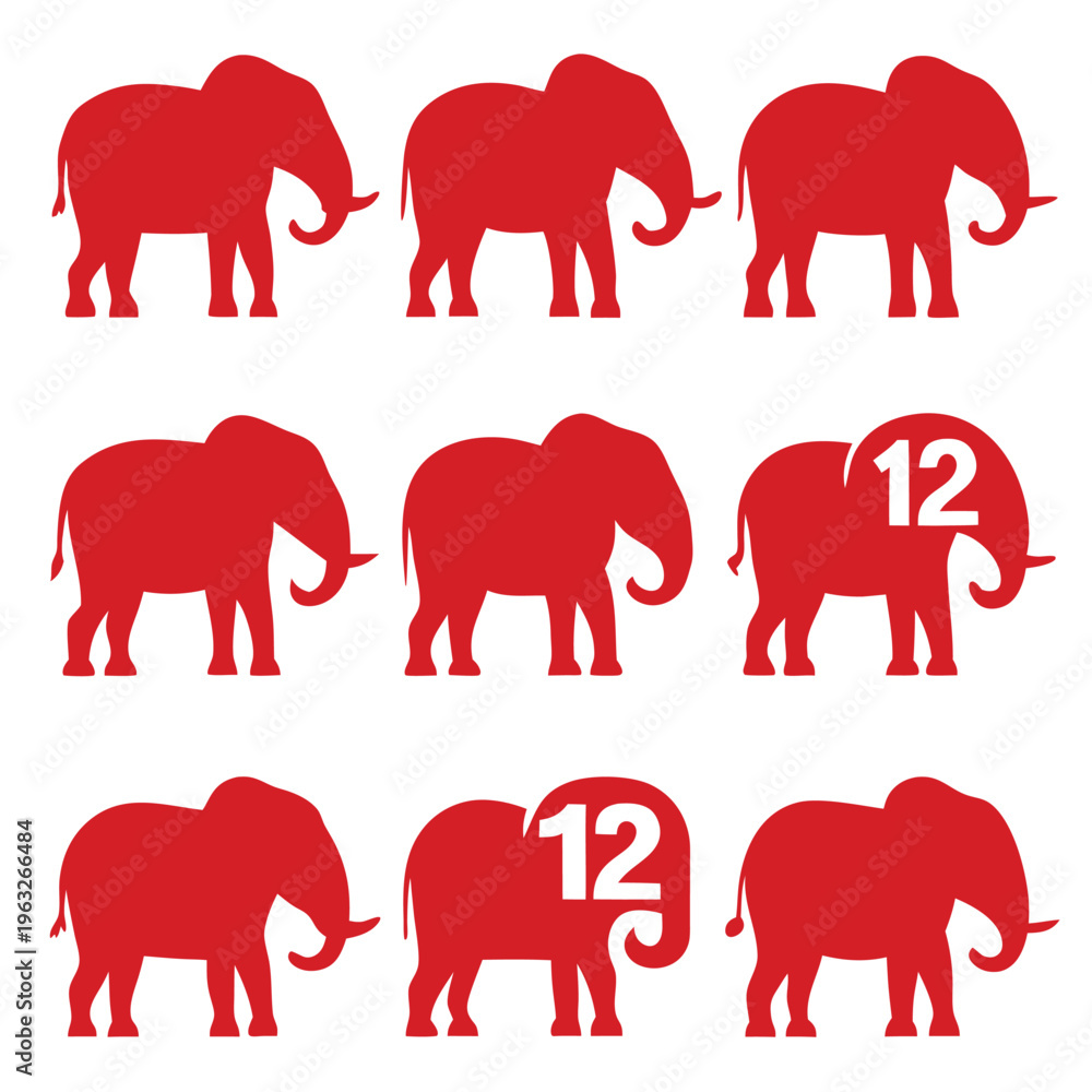 Obraz premium elephants silhouettes vector