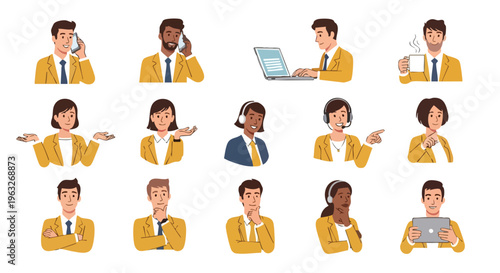 Diverse Business People Collection. Professional Team Icons. Modern Flat Style. Vector Illustration.