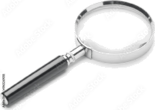 magnifying glass loupe zoom halftone vision search discovery investigation optical research science tool search