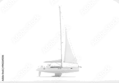 sailboat ship boat vessel halftone ocean sea nautical maritime travel journey wooden wind yacht
