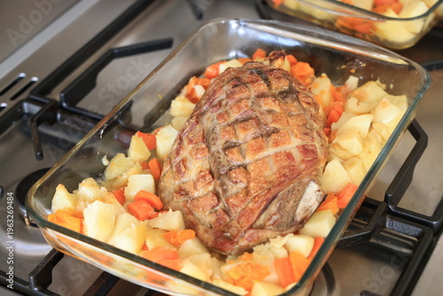 grilled meat with vegetables