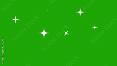 Green screen background with floating white stars scattered across the screen effect useful for compositing custom and visual effects in post-production