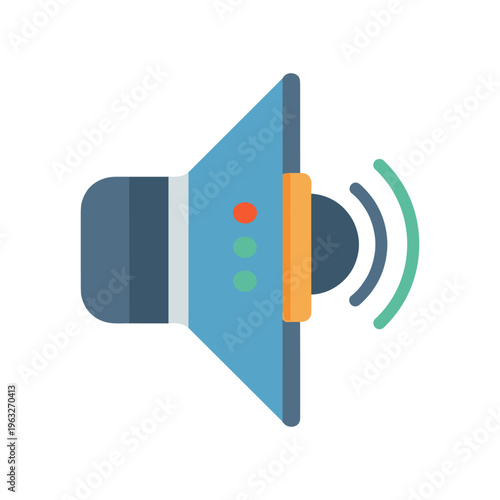 Blue megaphone with sound waves vector illustration