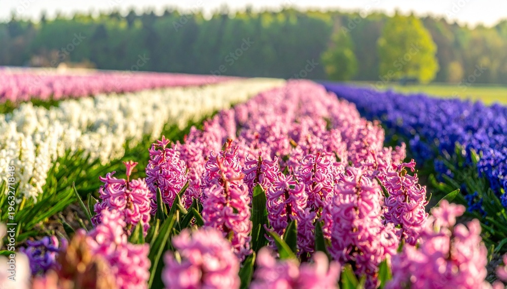 Obraz premium “Rows of colorful hyacinth flowers.”