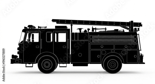 Emergency Fire Engine Truck Silhouette Profile