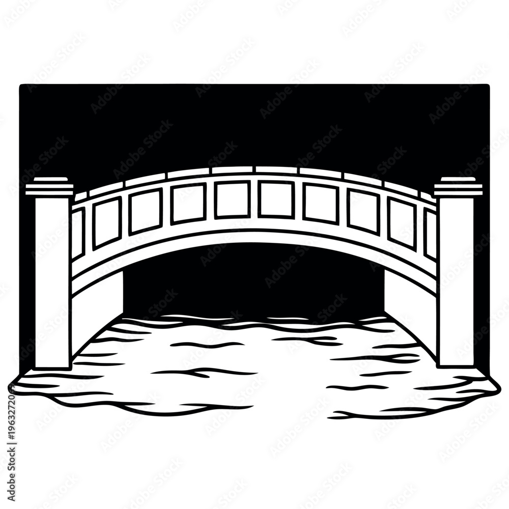 Obraz premium A bridge over a river line art 