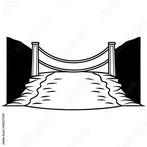 A bridge over a river line art 