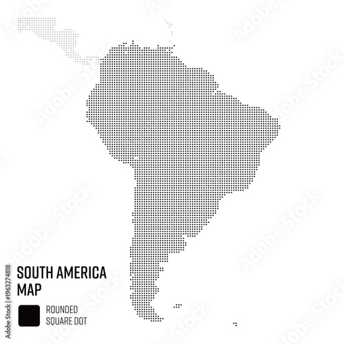 Coarse-dot World Map: South America Region, Grouped by Country