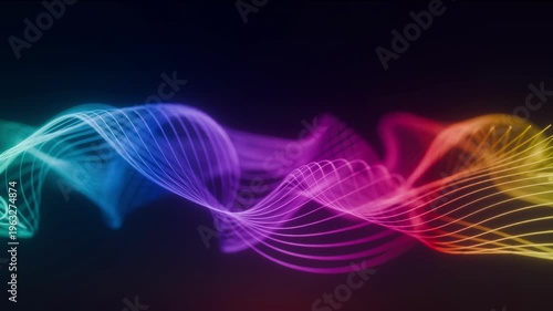 abstract futuristic wave lines animation background, 4k loop neon color backdrop wallpaper