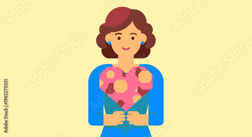 Woman holding bouquet of flowers smiling.