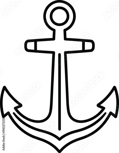 Ship anchor outline icon. Line sign navy, dock, seaport, port, harbor. Vector isolated pictogram for web and app  