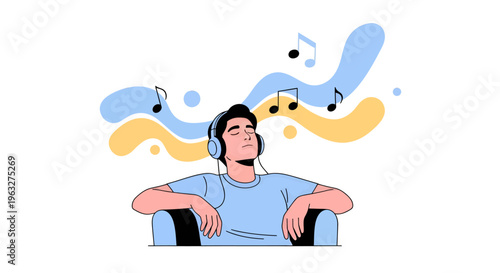 Music Lover Listening to Audio and Relaxing with Eyes Closed