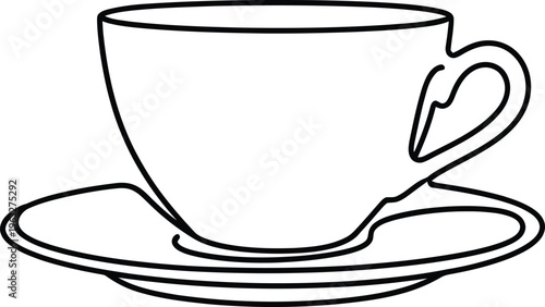 A simple line drawing of a teacup and saucer on a plain background