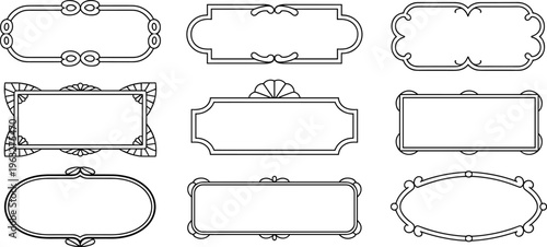 Black, line, frame, set, for, label, badge, and, product, packaging, design, including, vintage, ornamental, and, decorative, border, vector, elements, collection,