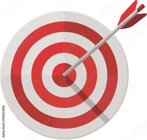 Target icon with arrow in centre symbolizing goal, focus. Bullseye pictogram for success, achievement, strategy and direction. Ideal for planning, performance, and business goals concept.