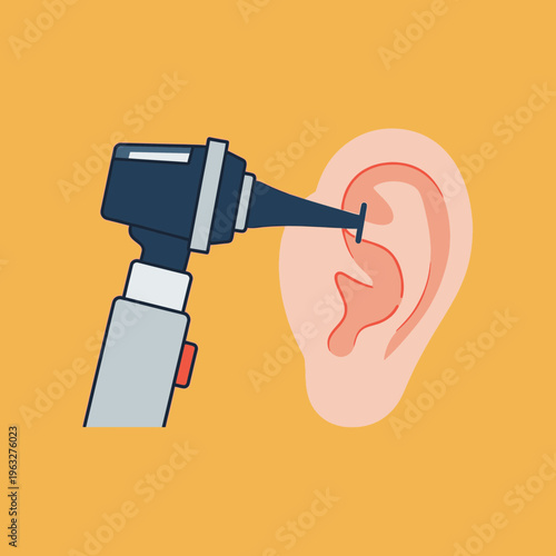 Otoscope examining human ear canal.
